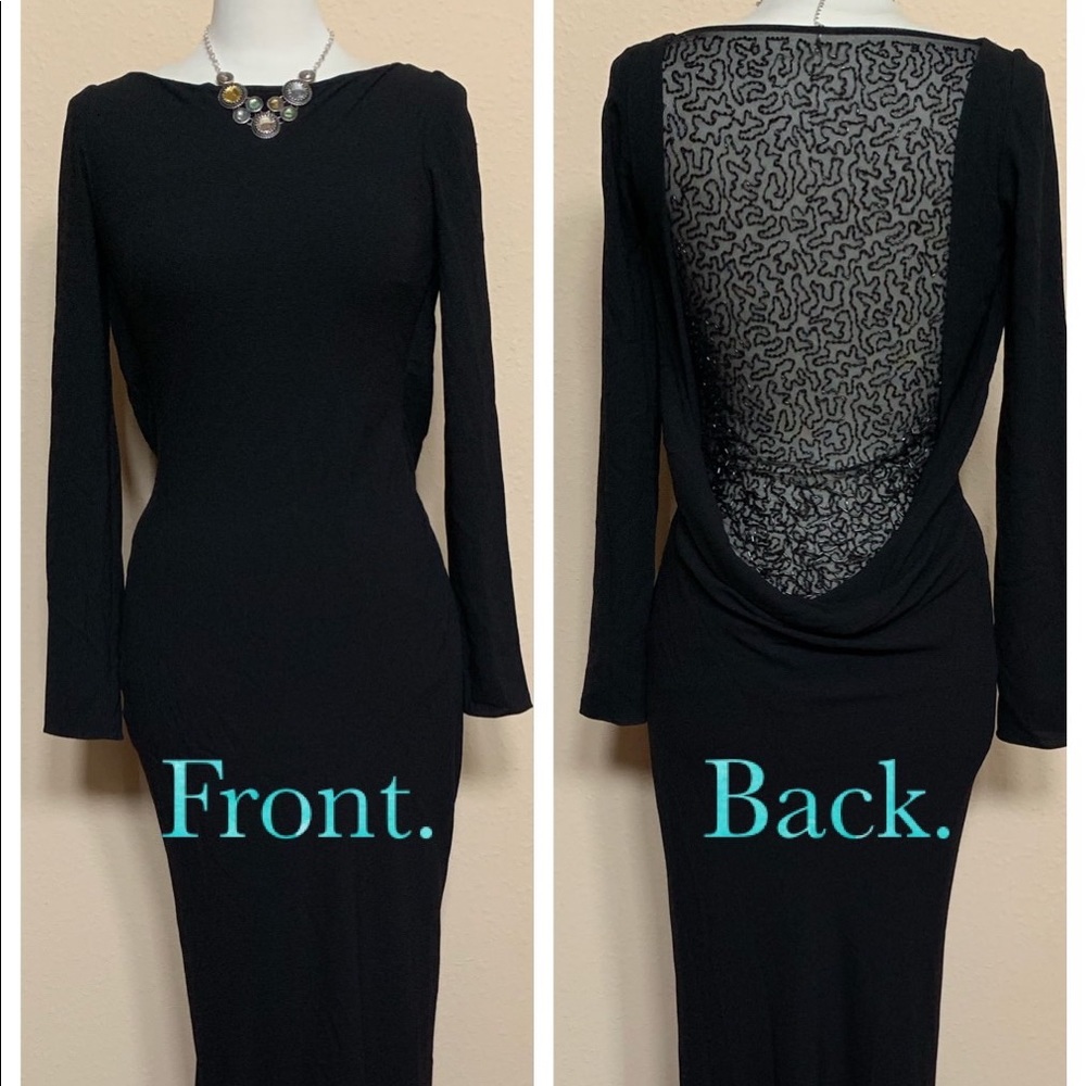 💥SALE💥HALSTON H Black Gown with mesh beaded back